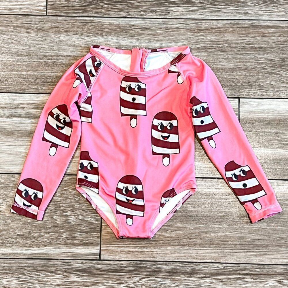 Hugo Loves Tiki Ice Cream Long Sleeve Rashguard Swimsuit Size 18-24M